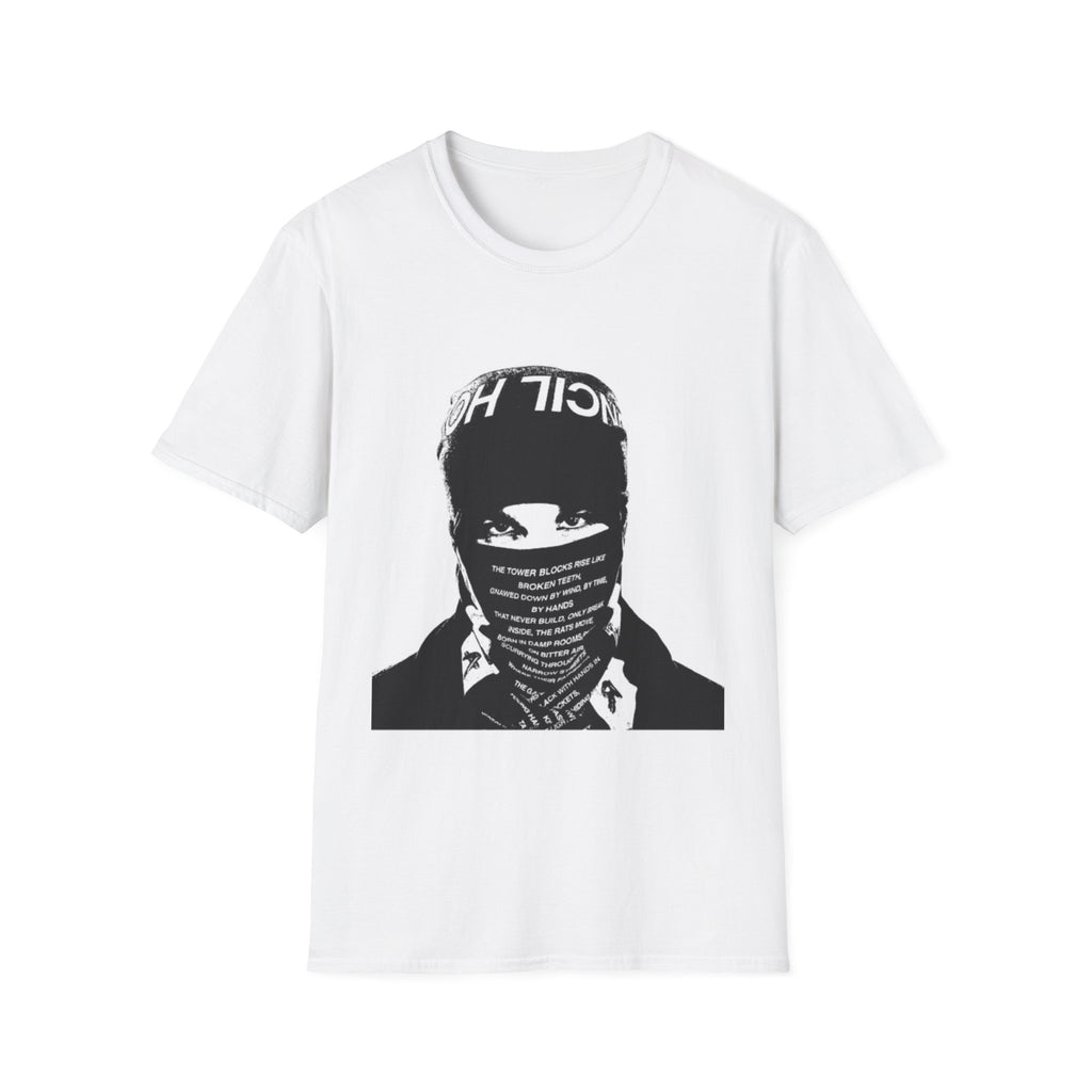 Bandana Mask Streetwear T-Shirt — Bold Black & White Urban Graphic