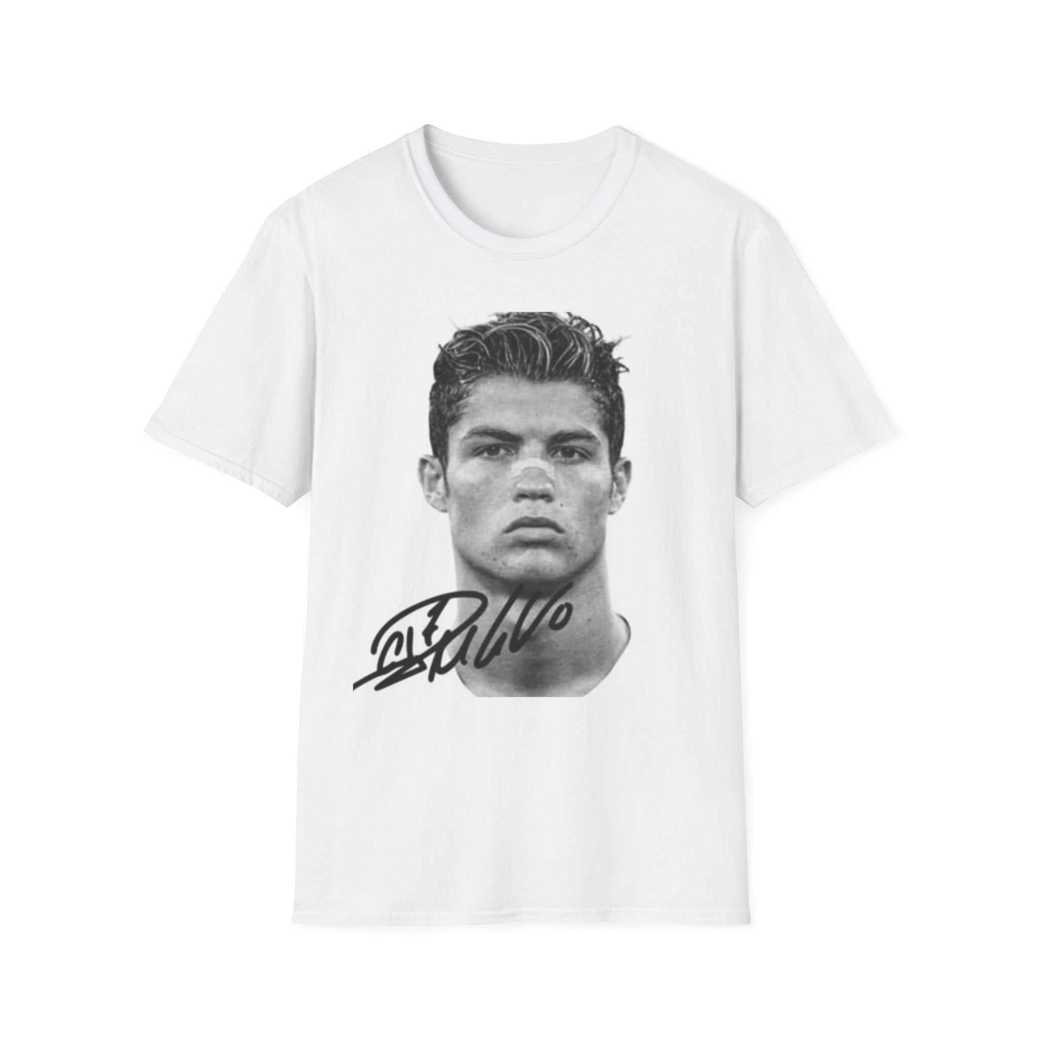 Graphic Tee — Vintage Bold Face Portrait with Signature