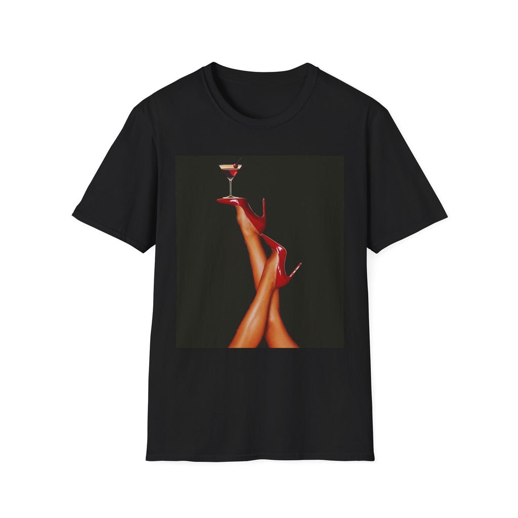 High Heel Martini T-Shirt — Retro Glam Cocktail Graphic Tee