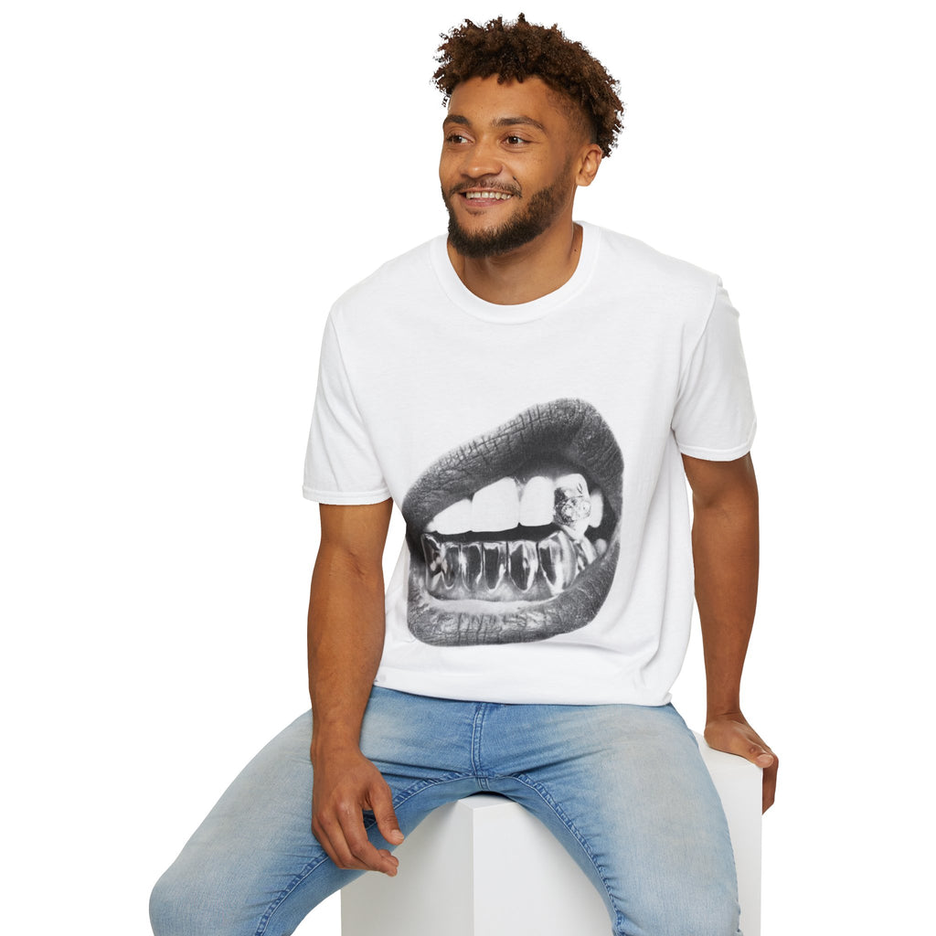 Grillz Bite T-Shirt — Black & White Mouth Graphic Tee