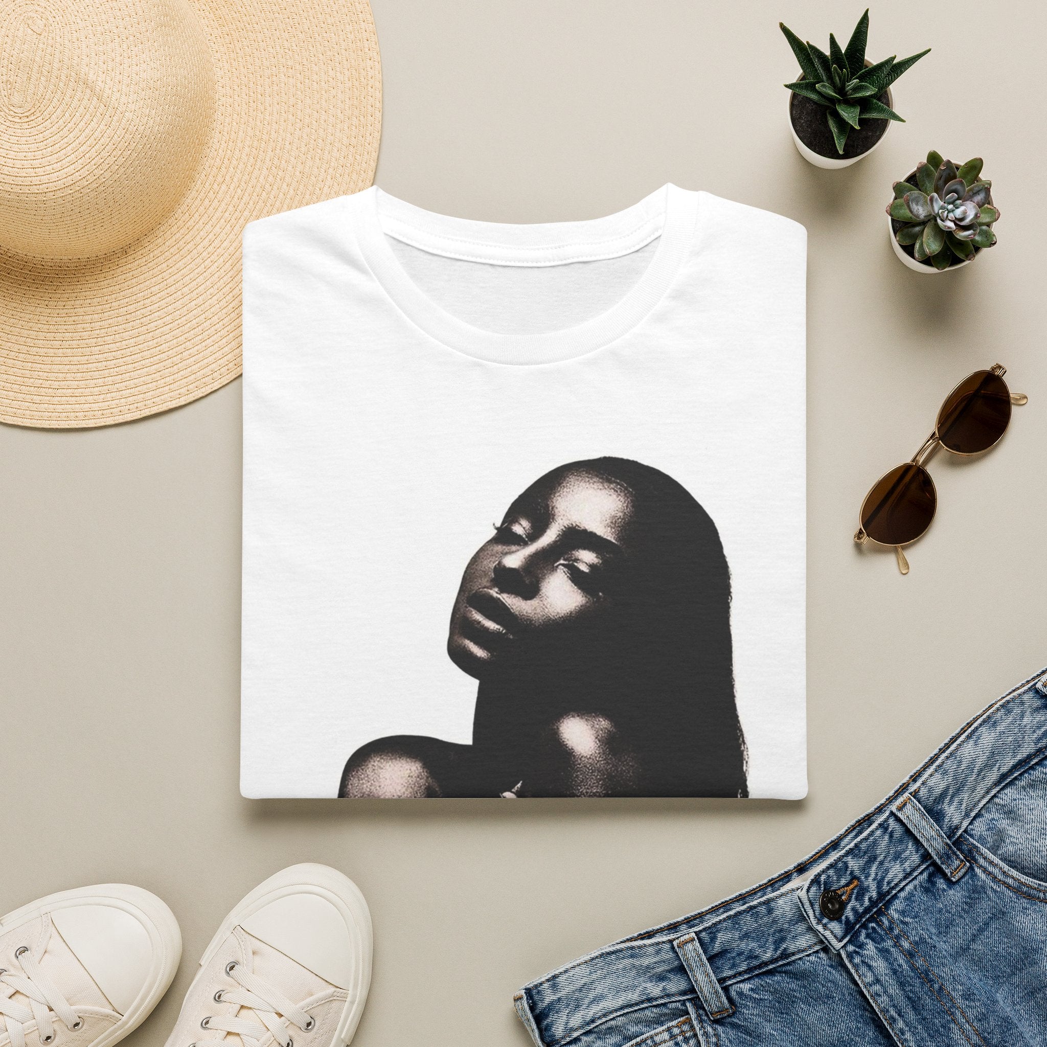 Portrait Silhouette Tee — Elegant Black & White Art T-Shirt