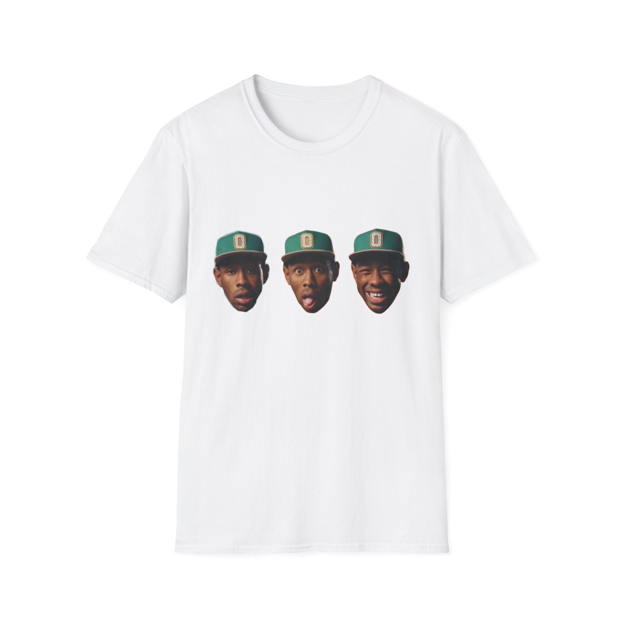 Triple Face Graphic T-Shirt — Playful Expression Tee