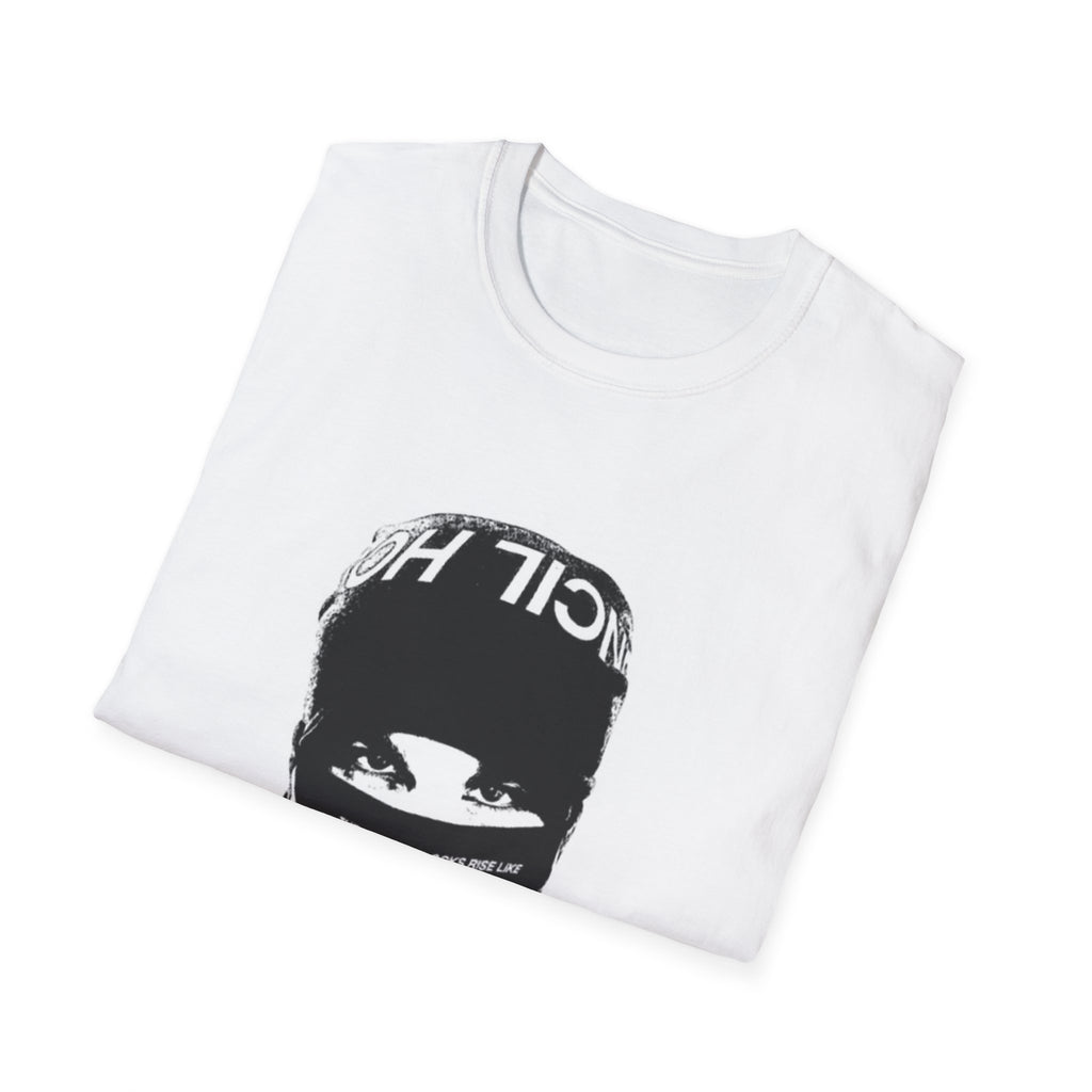 Bandana Mask Streetwear T-Shirt — Bold Black & White Urban Graphic