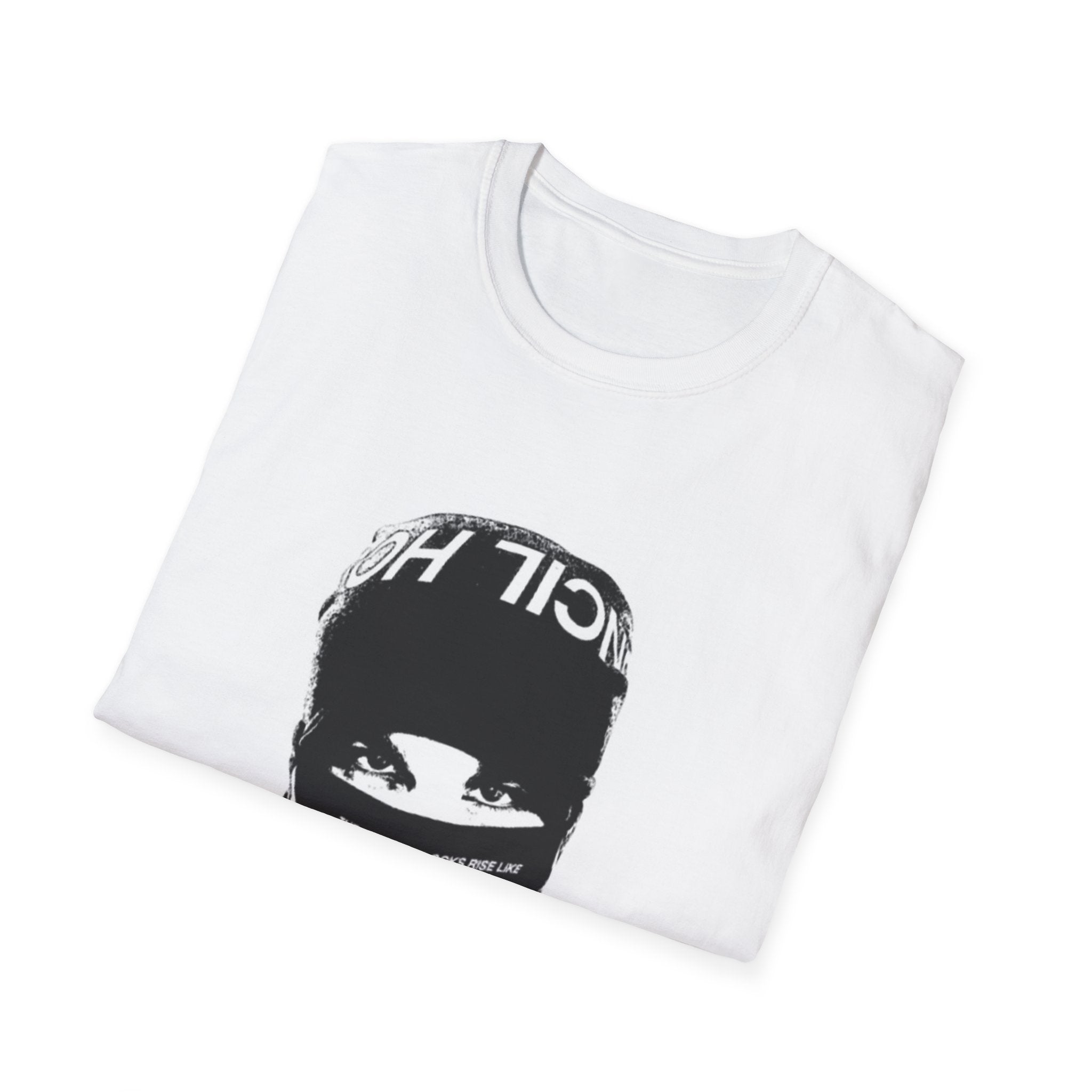 Bandana Mask Streetwear T-Shirt — Bold Black & White Urban Graphic
