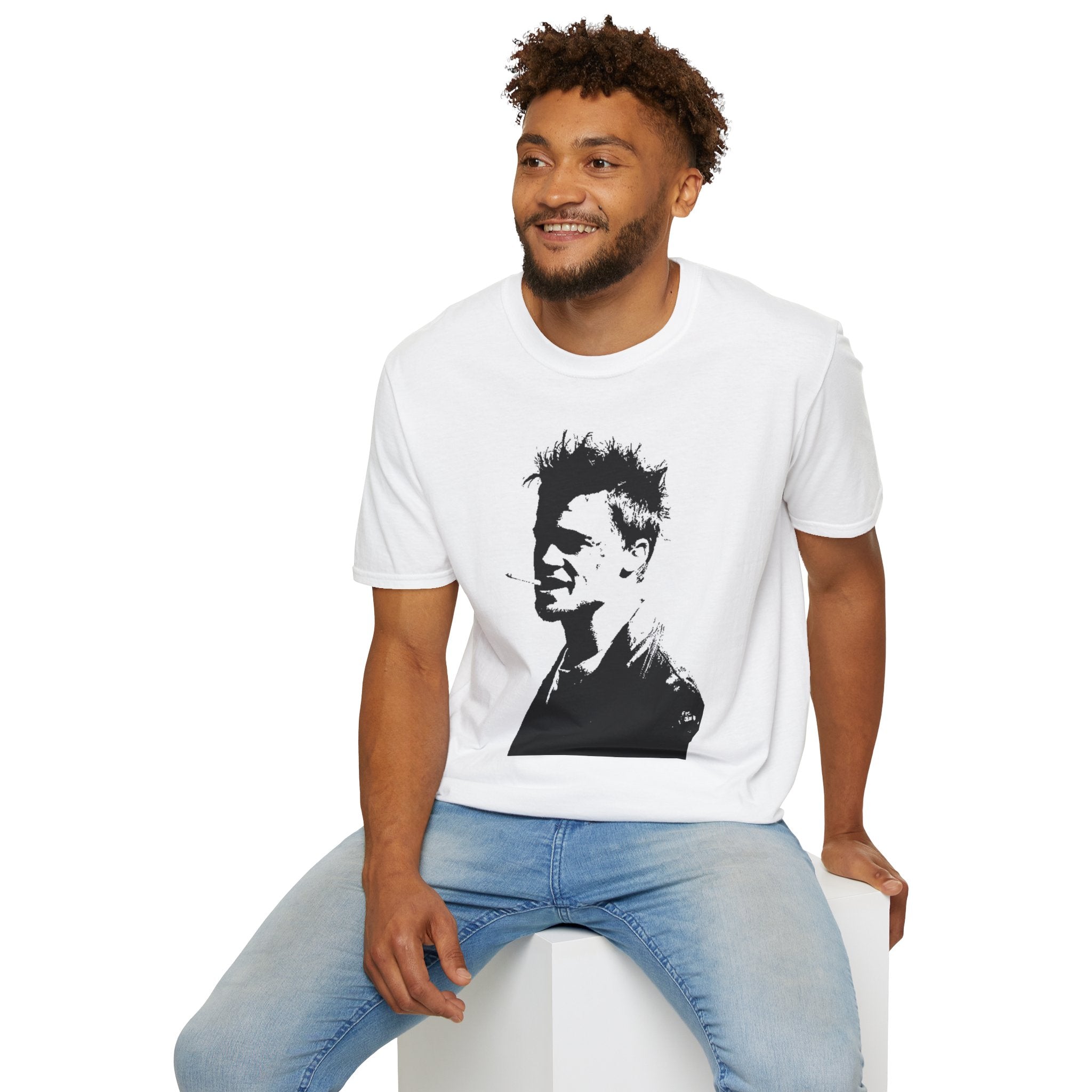 T-Shirt — Monochrome Punk Portrait Tee (Silhouette Face Design)