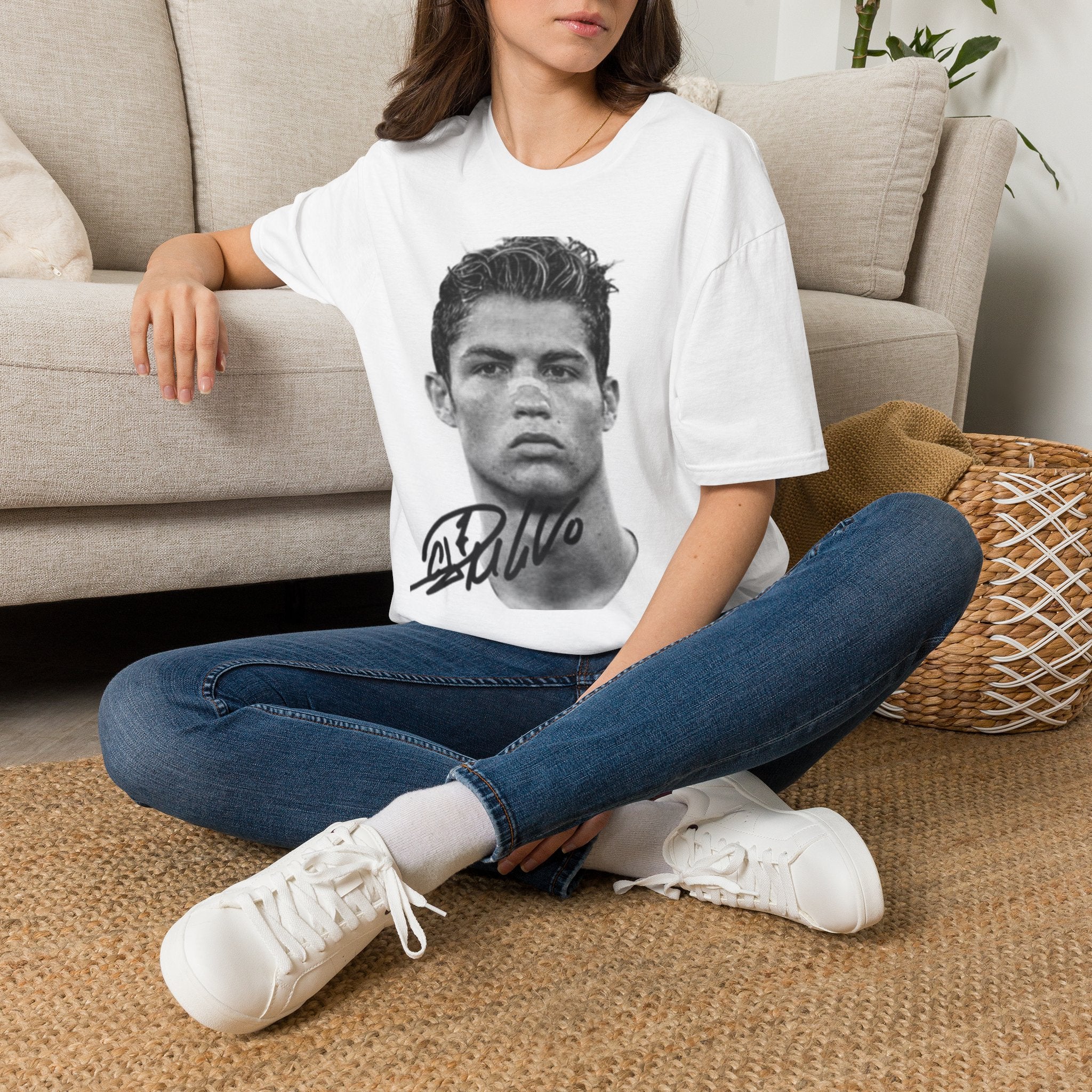 Graphic Tee — Vintage Bold Face Portrait with Signature