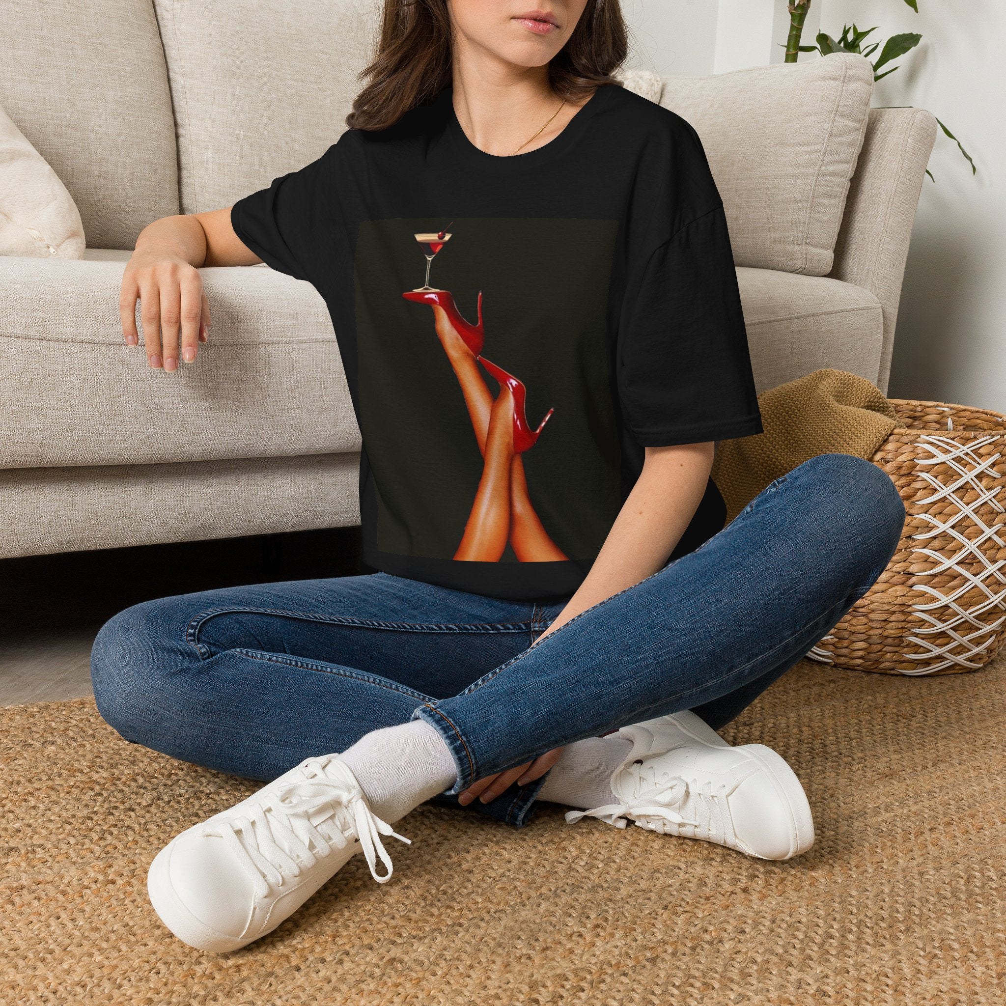High Heel Martini T-Shirt — Retro Glam Cocktail Graphic Tee